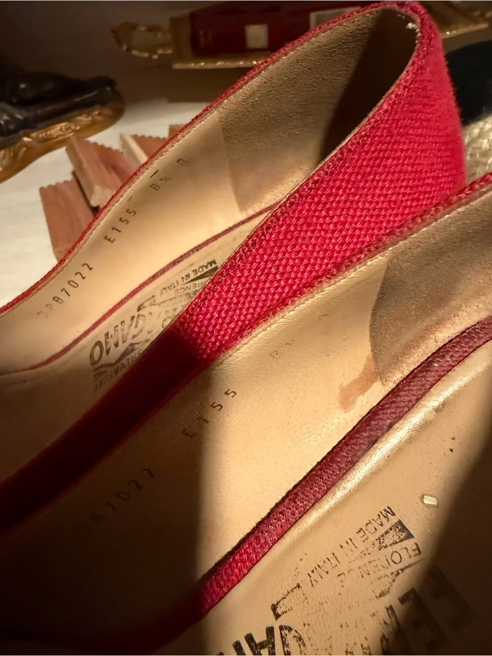 Salvatore Ferragamo Red Canvas Bow Espadrilles